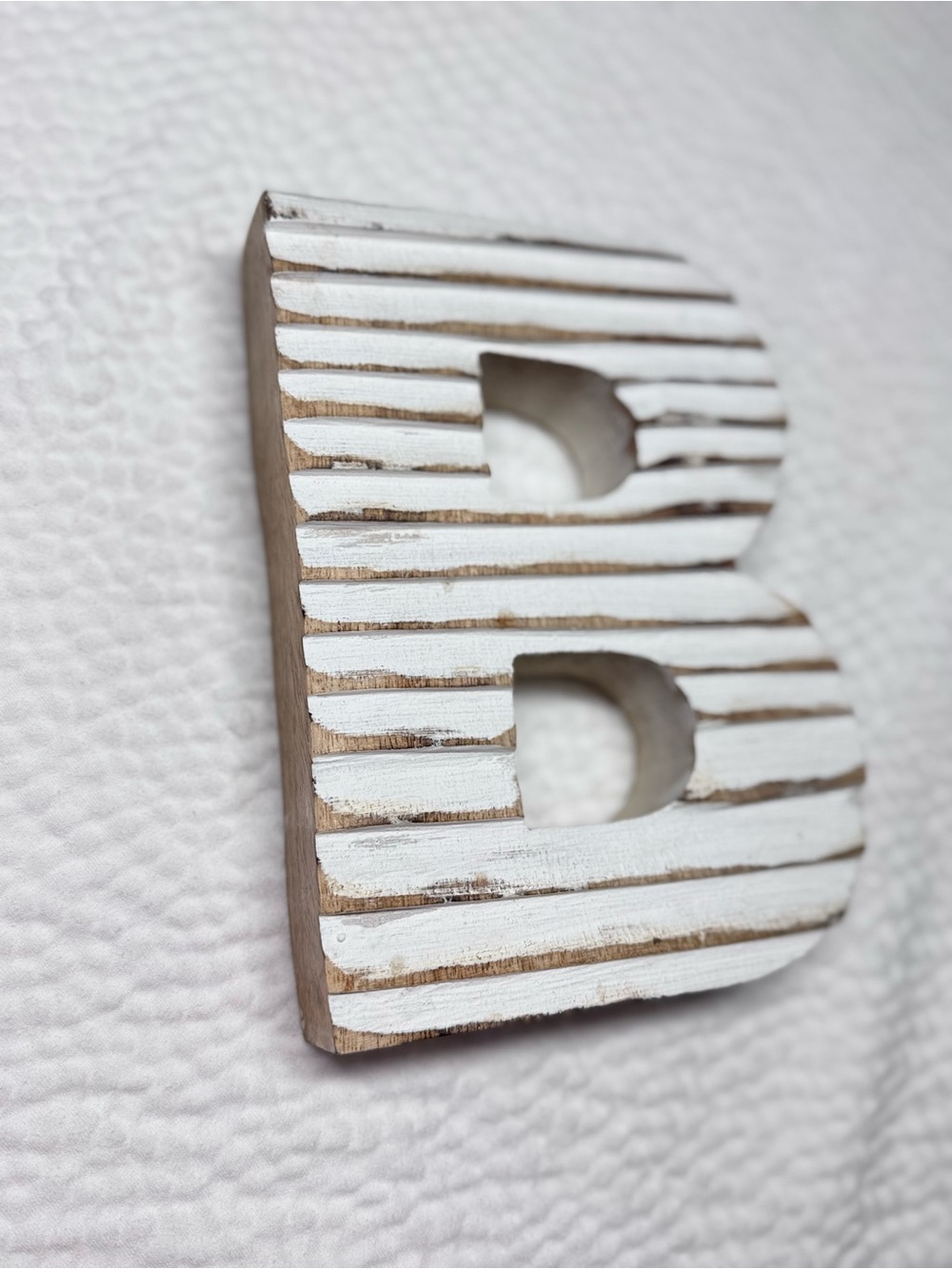 DownEast Home Rustic Whitewashed Wooden Letter B Freestanding Monogram Decor
